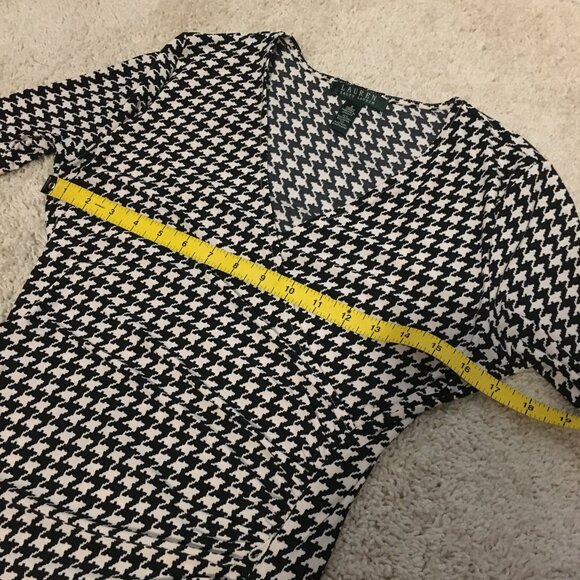 Lauren Ralph Lauren Houndstooth Crosswrap 3/4 Sleeve Midi Dress - Picture 11 of 16